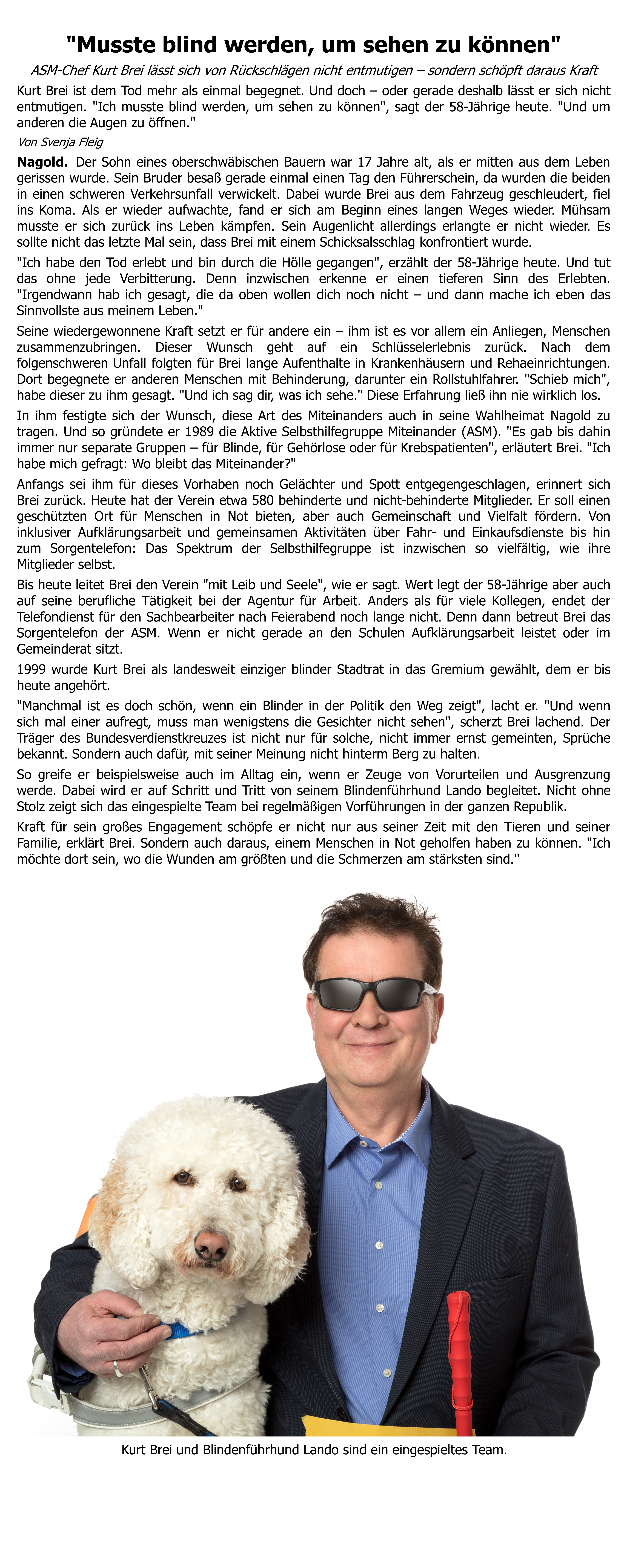 11. Zeitungsbericht: �Musste blind werden, um sehen zu k�nnen